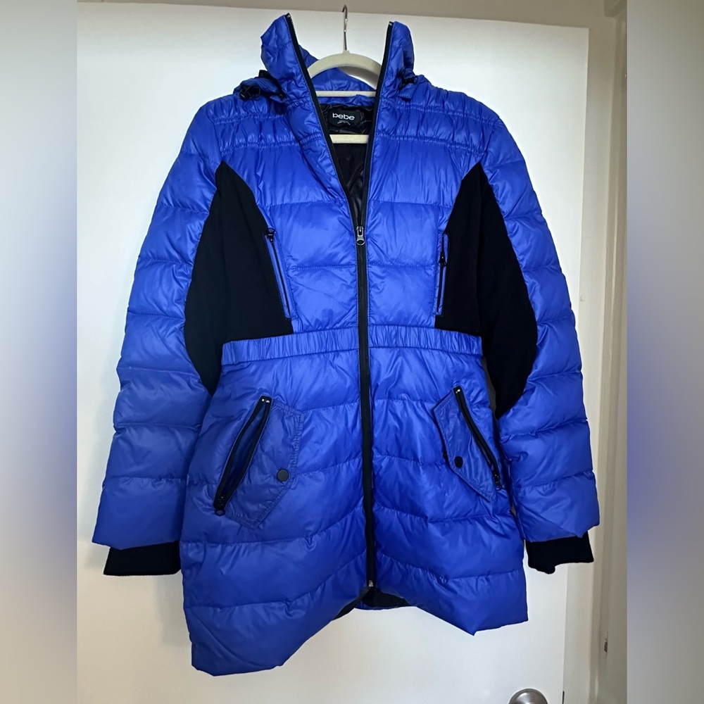 Bebe Royal Blue and Black Quilted Jacket